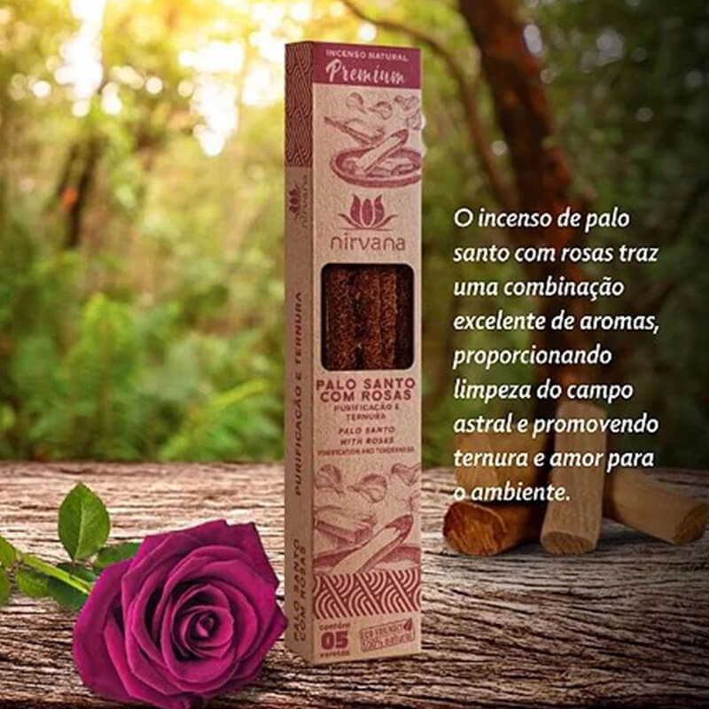 Incenso Palo Santo com Rosas Nirvana Premium